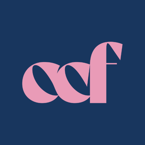 ccf pink logo on blue background